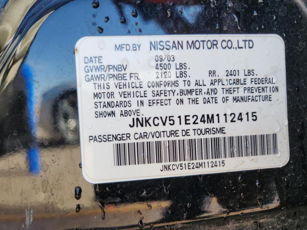 2004 Infiniti G35 VIN: JNKCV51E24M112415 Lot: 85876975