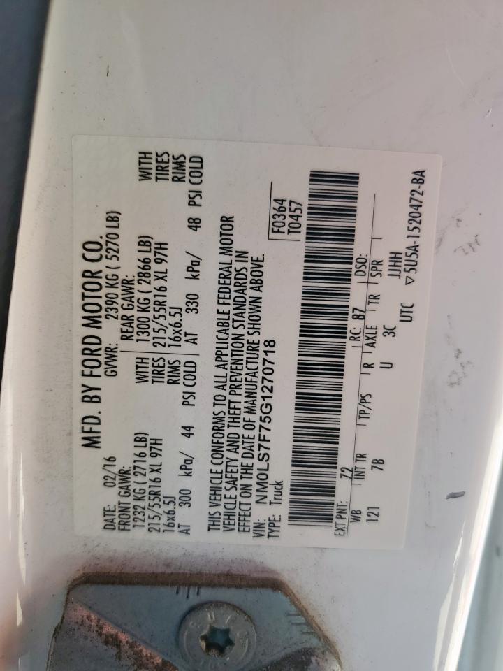 2016 Ford Transit Connect Xlt VIN: NM0LS7F75G1270718 Lot: 86424645