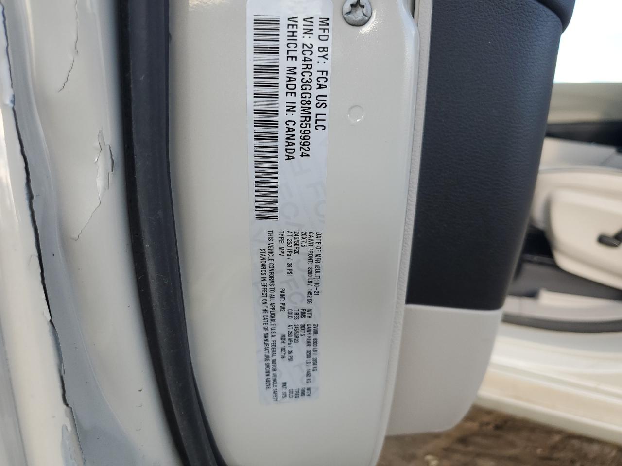 2021 Chrysler Pacifica Limited VIN: 2C4RC3GG8MR599924 Lot: 84721185