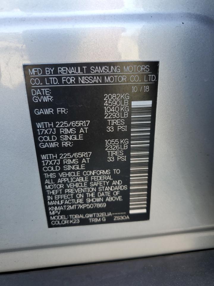 2019 Nissan Rogue S VIN: KNMAT2MT7KP507869 Lot: 82313195