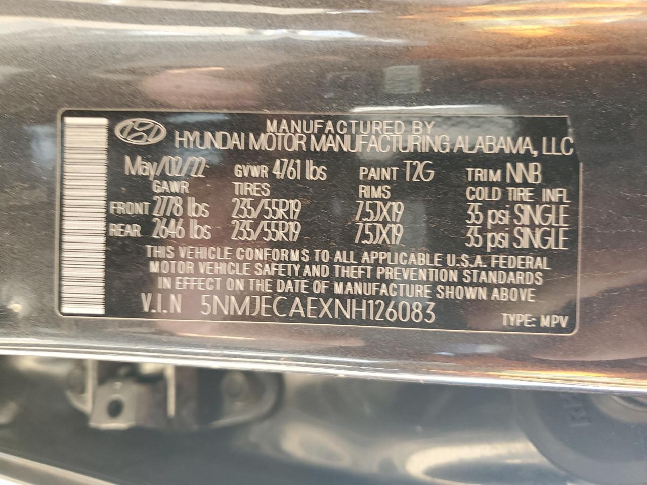 2022 Hyundai Tucson Limited VIN: 5NMJECAEXNH126083 Lot: 86876765