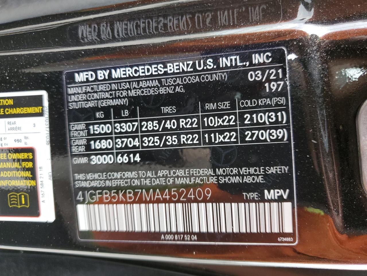 2021 Mercedes-Benz Gle 450 4Matic VIN: 4JGFB5KB7MA452409 Lot: 85754735