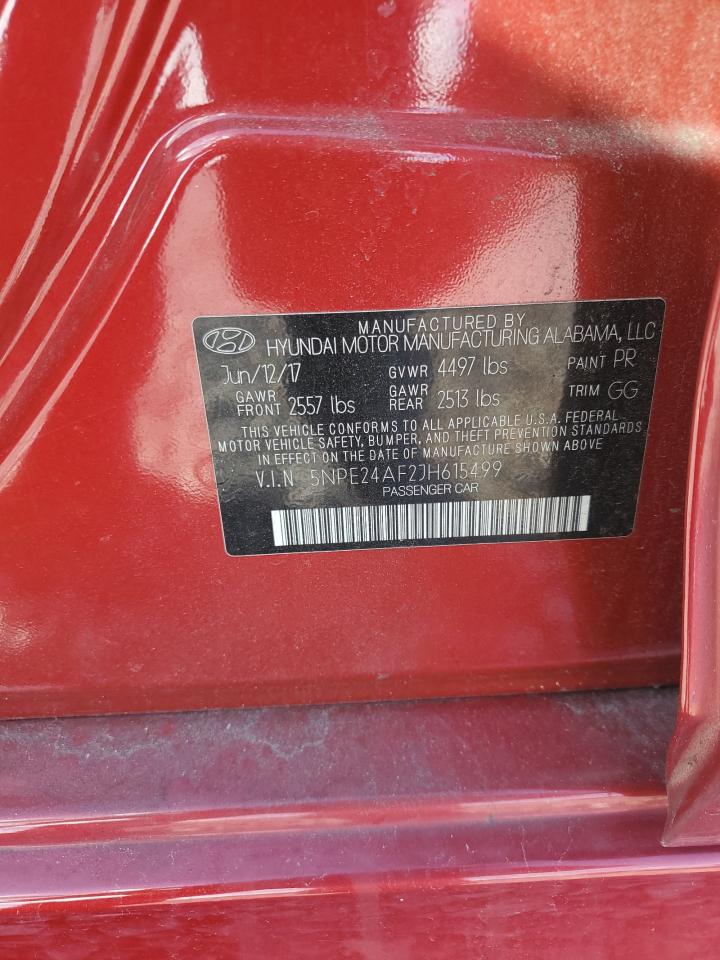 2018 Hyundai Sonata Se VIN: 5NPE24AF2JH615499 Lot: 85650345