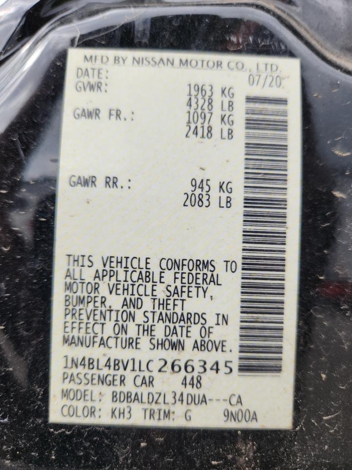 2020 Nissan Altima S VIN: 1N4BL4BV1LC266345 Lot: 85281085