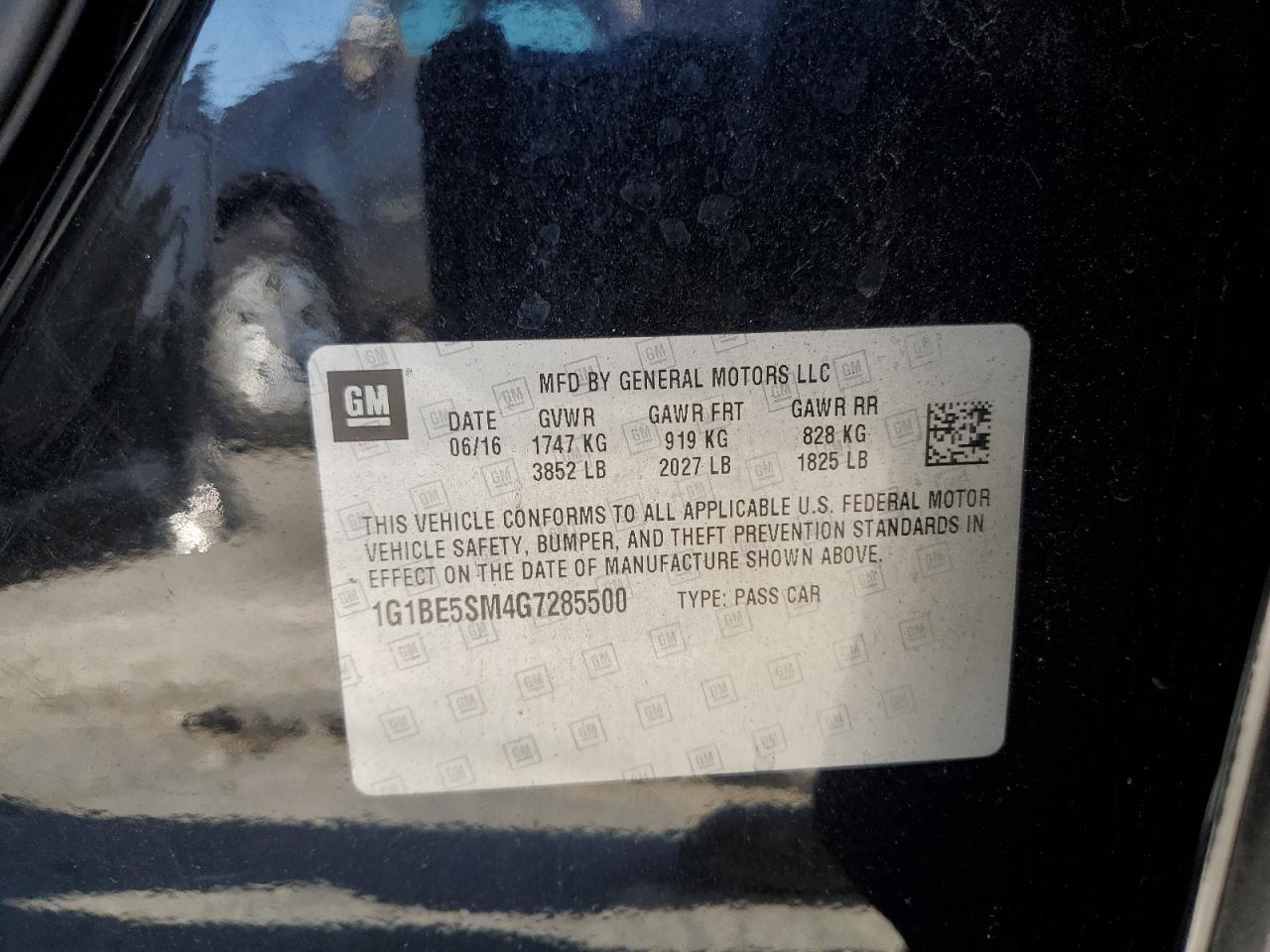 2016 Chevrolet Cruze Lt VIN: 1G1BE5SM4G7285500 Lot: 84707075