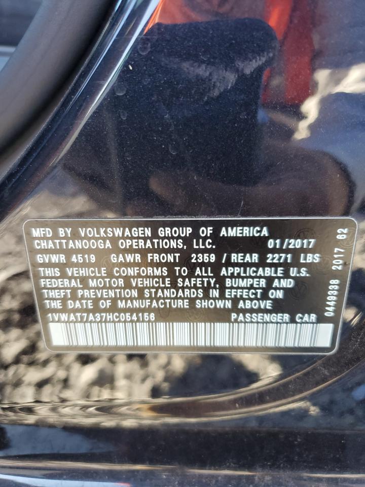 2017 Volkswagen Passat S VIN: 1VWAT7A37HC054156 Lot: 85108585