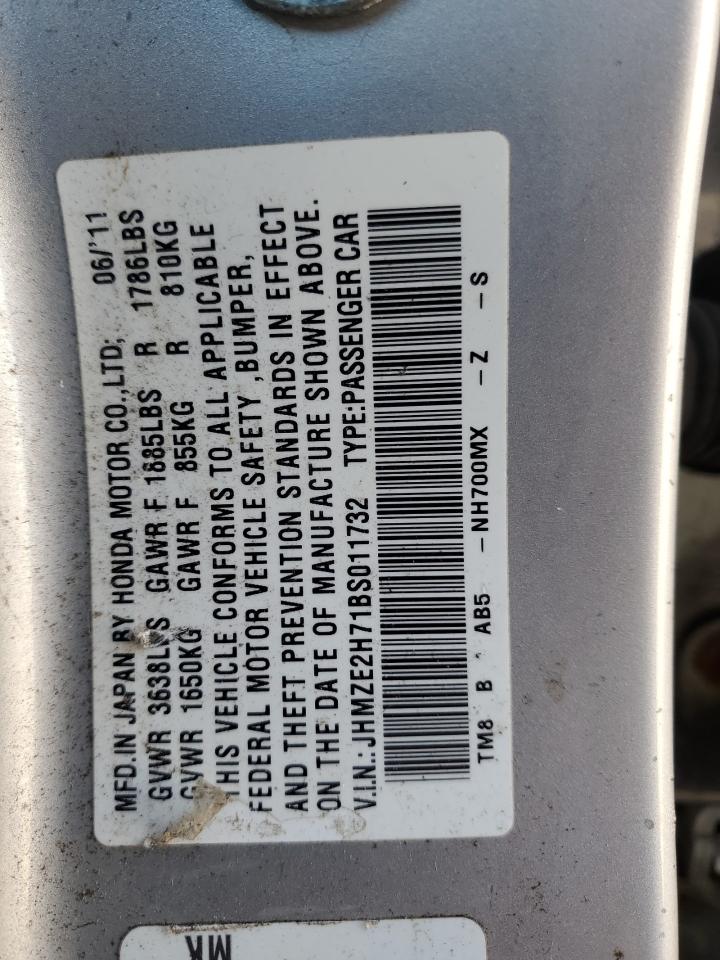 2011 Honda Insight Ex VIN: JHMZE2H71BS011732 Lot: 86597115