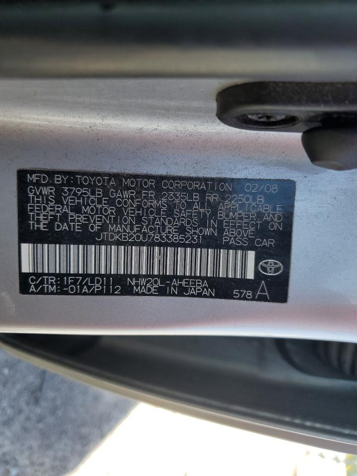 2008 Toyota Prius VIN: JTDKB20U783385231 Lot: 84872955