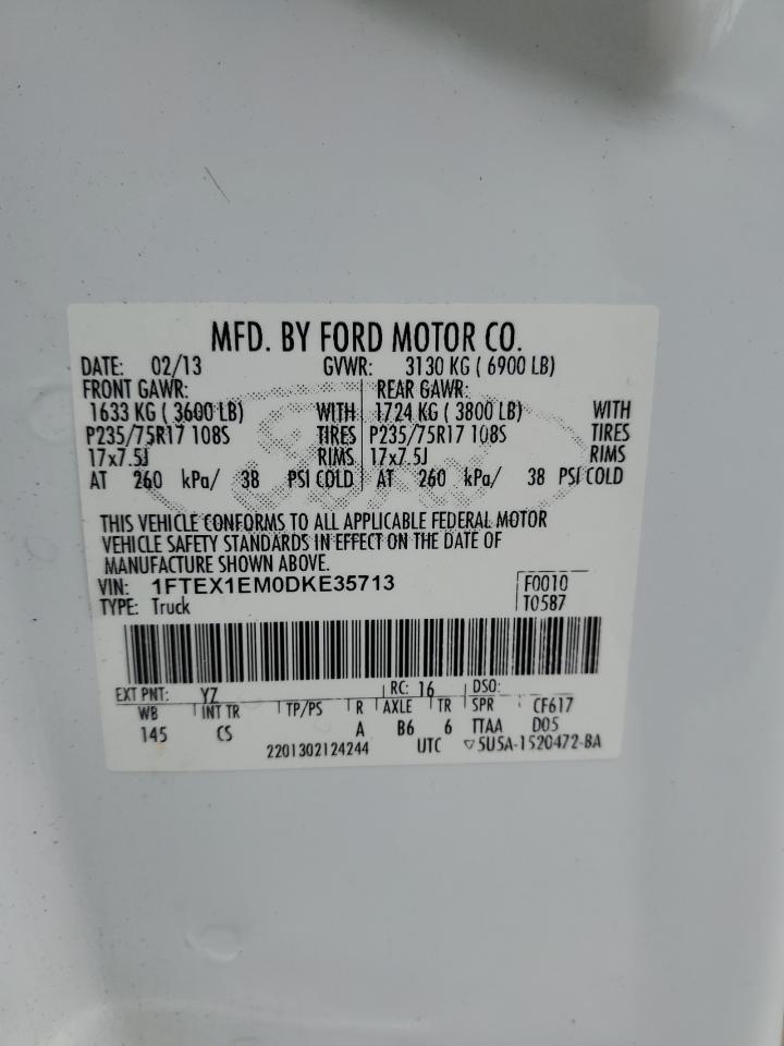 2013 Ford F150 Super Cab VIN: 1FTEX1EM0DKE35713 Lot: 90250185