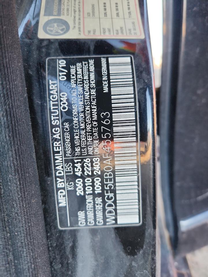 2010 Mercedes-Benz C 300 VIN: WDDGF5EB0AF455763 Lot: 85013585