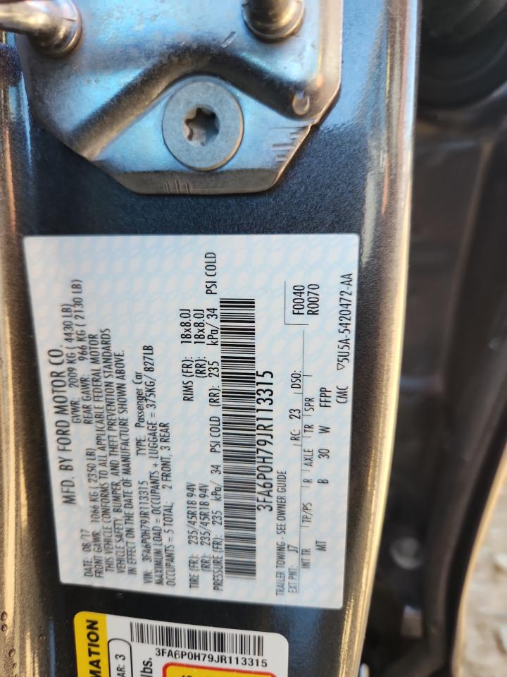 2018 Ford Fusion Se VIN: 3FA6P0H79JR113315 Lot: 84948535