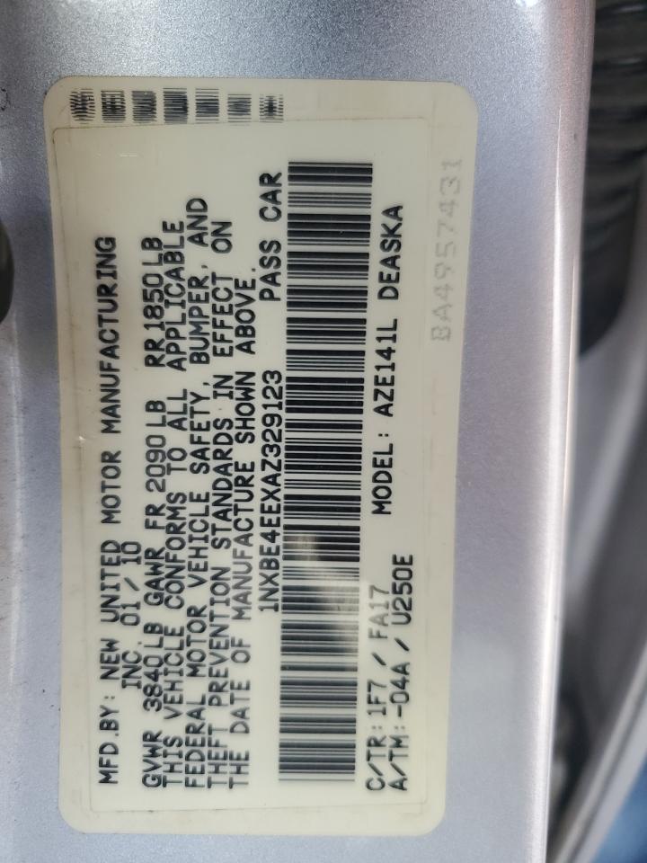 2010 Toyota Corolla Xrs VIN: 1NXBE4EEXAZ329123 Lot: 82313835