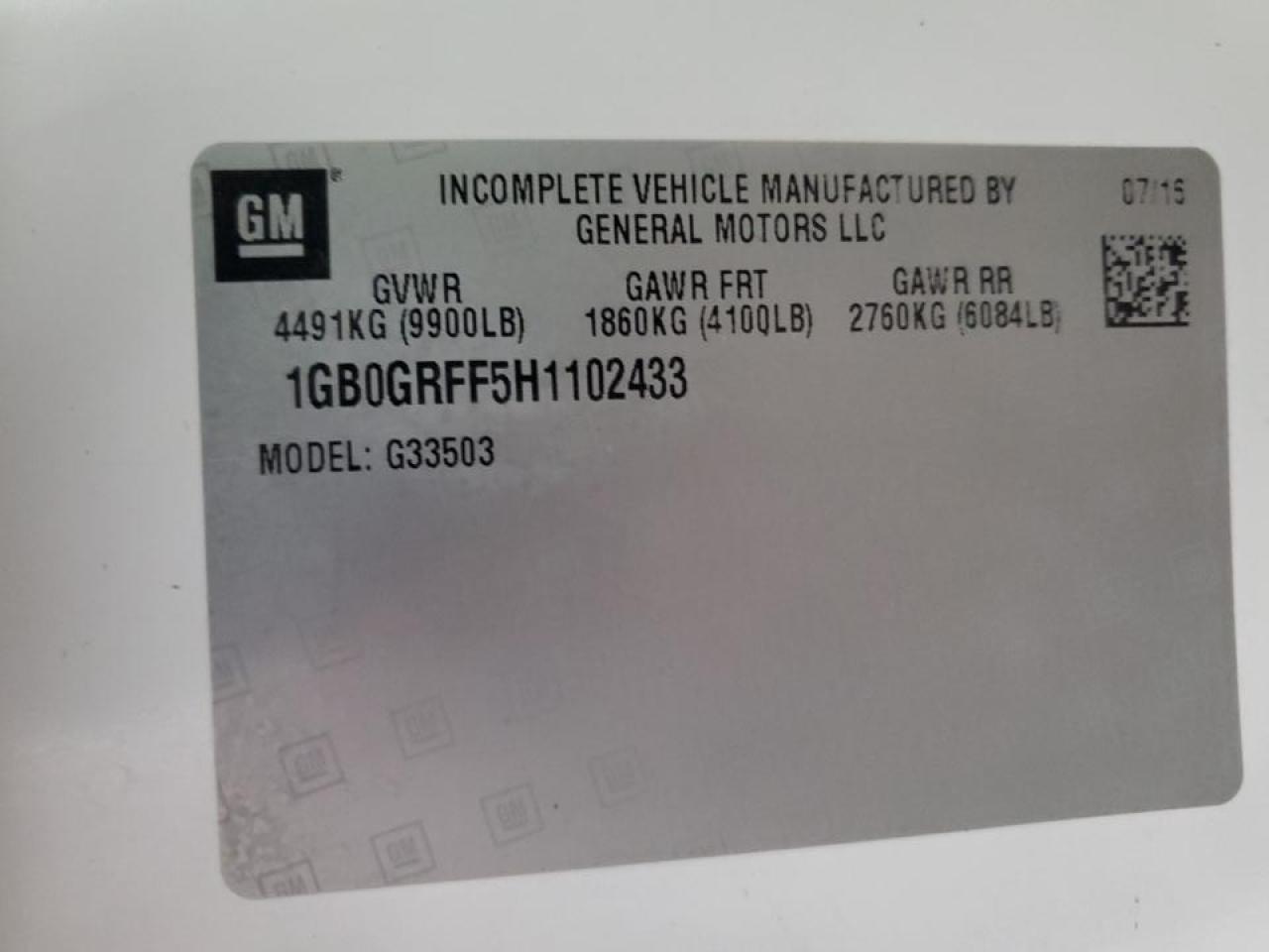 2017 Chevrolet Express Utility / Service Truck VIN: 1GB0GRFF5H1102433 Lot: 82666535