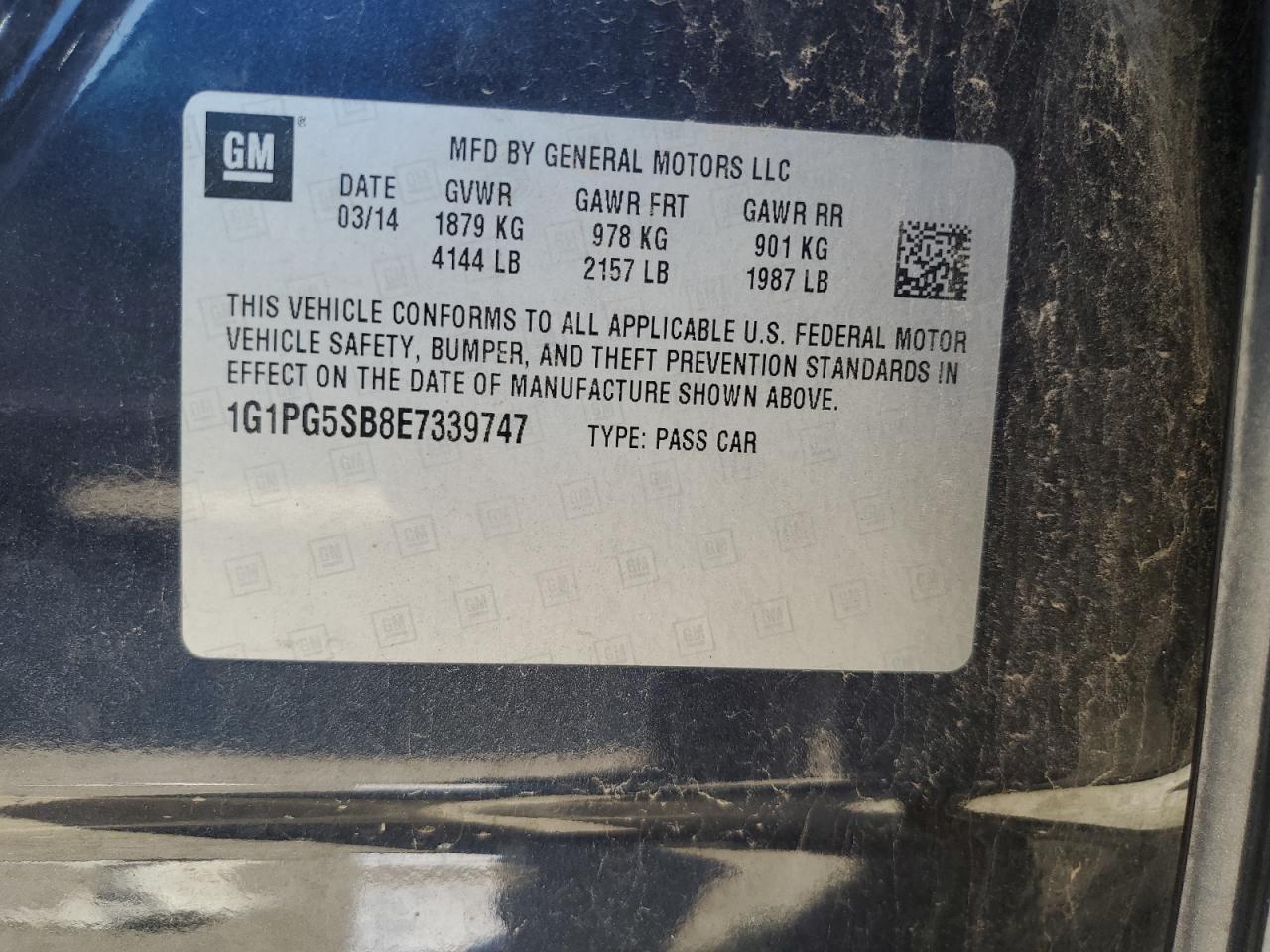 2014 Chevrolet Cruze Ltz VIN: 1G1PG5SB8E7339747 Lot: 84779675