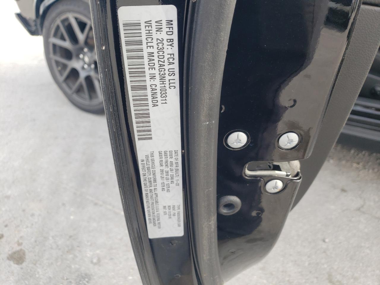 2022 Dodge Challenger Sxt VIN: 2C3CDZAG3NH103311 Lot: 89896335