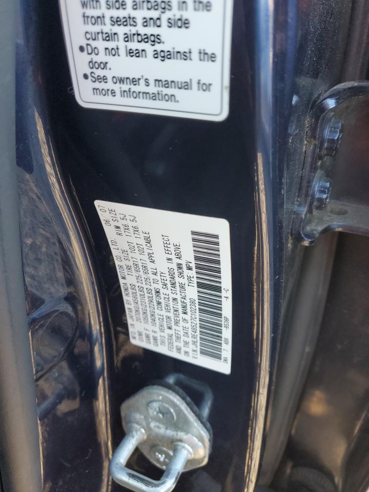 2007 Honda Cr-V Ex VIN: JHLRE48527C102380 Lot: 85331385