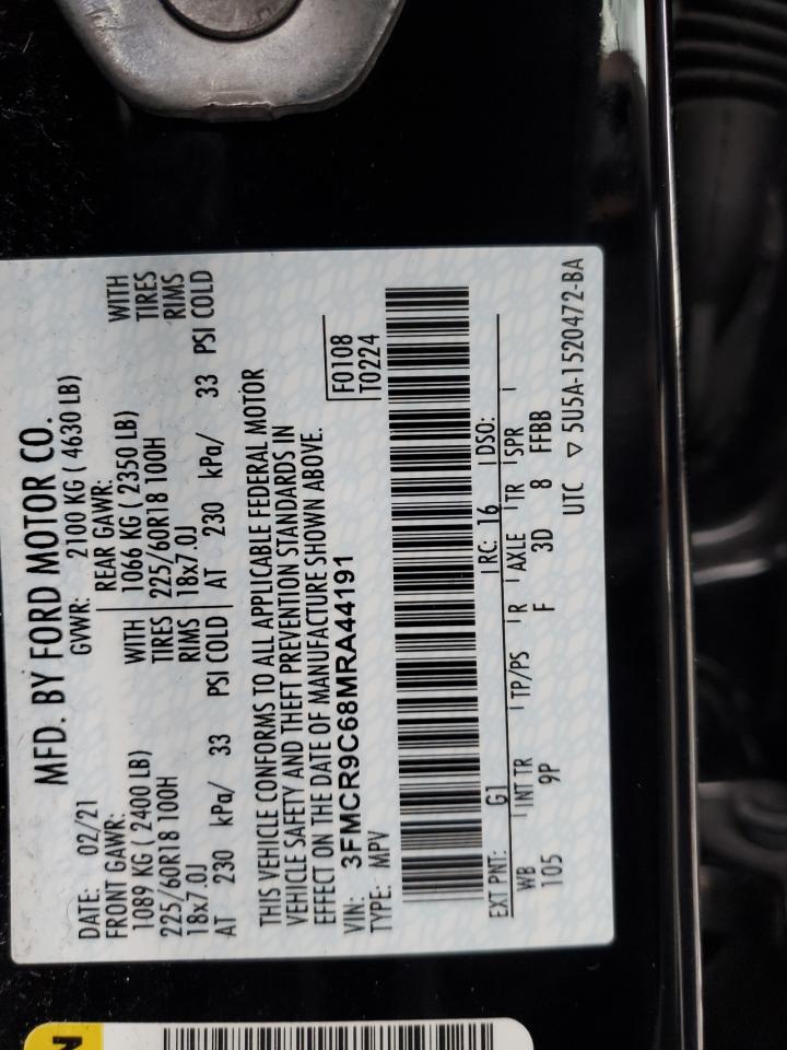 2021 Ford Bronco Sport Outer Banks VIN: 3FMCR9C68MRA44191 Lot: 90124725