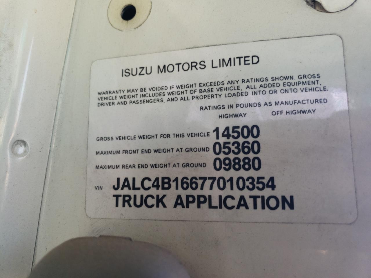 2007 Isuzu Npr VIN: JALC4B16677010354 Lot: 81971255