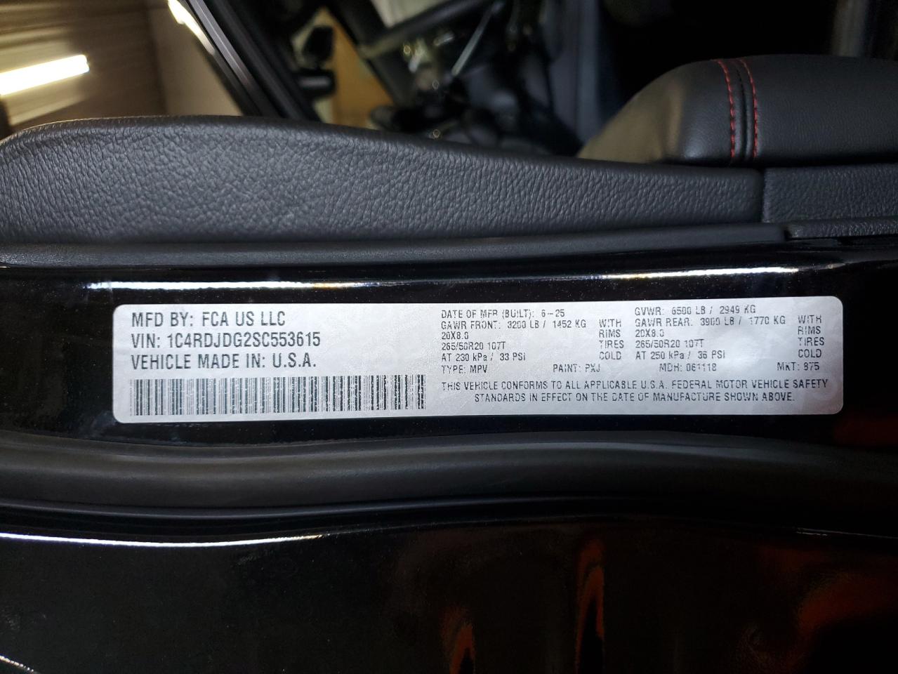 2025 Dodge Durango Gt VIN: 1C4RDJDG2SC553615 Lot: 85715035