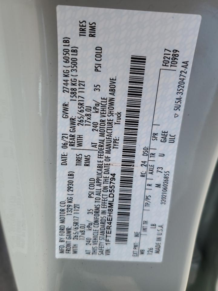 2021 Ford Ranger Xl VIN: 1FTER4EH8MLD55794 Lot: 90638315