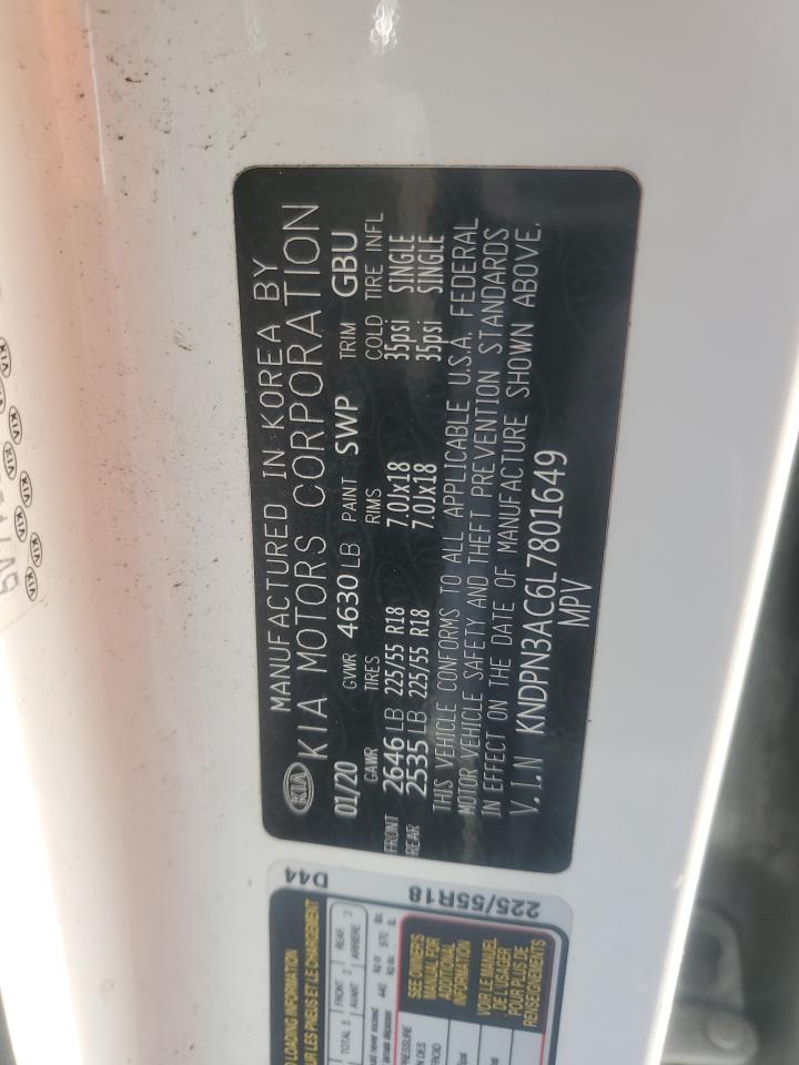 2020 Kia Sportage Ex VIN: KNDPN3AC6L7801649 Lot: 84741275