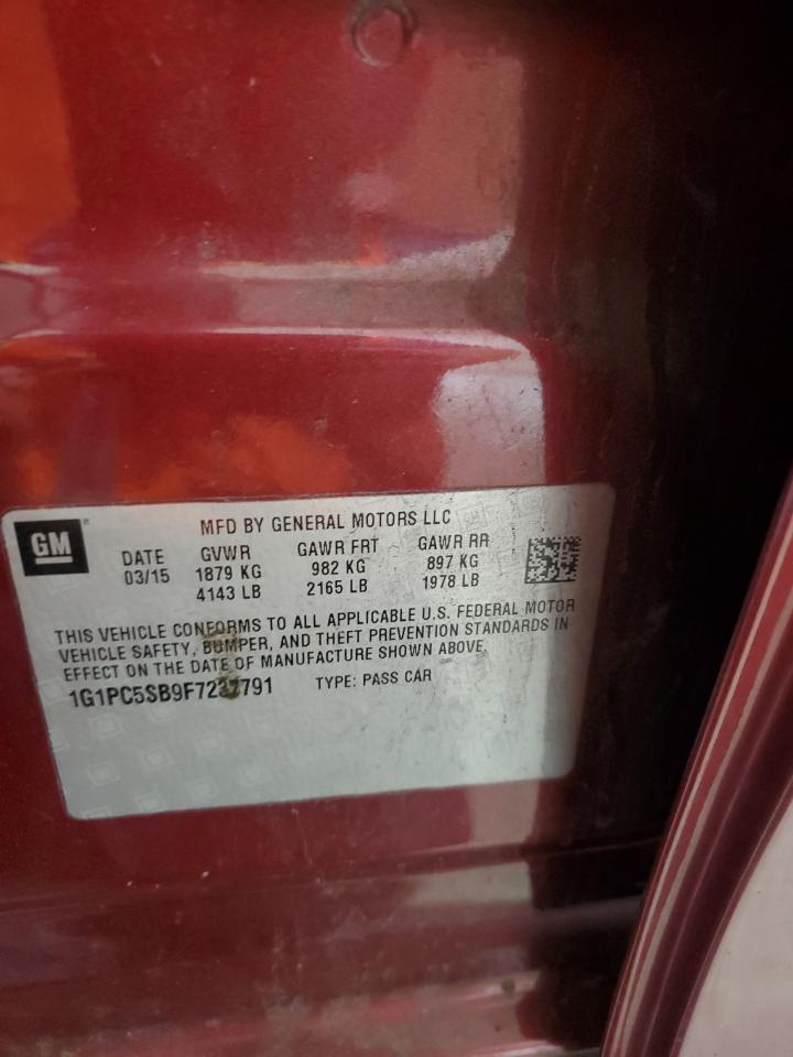 2015 Chevrolet Cruze Lt VIN: 1G1PC5SB9F7237791 Lot: 84905845