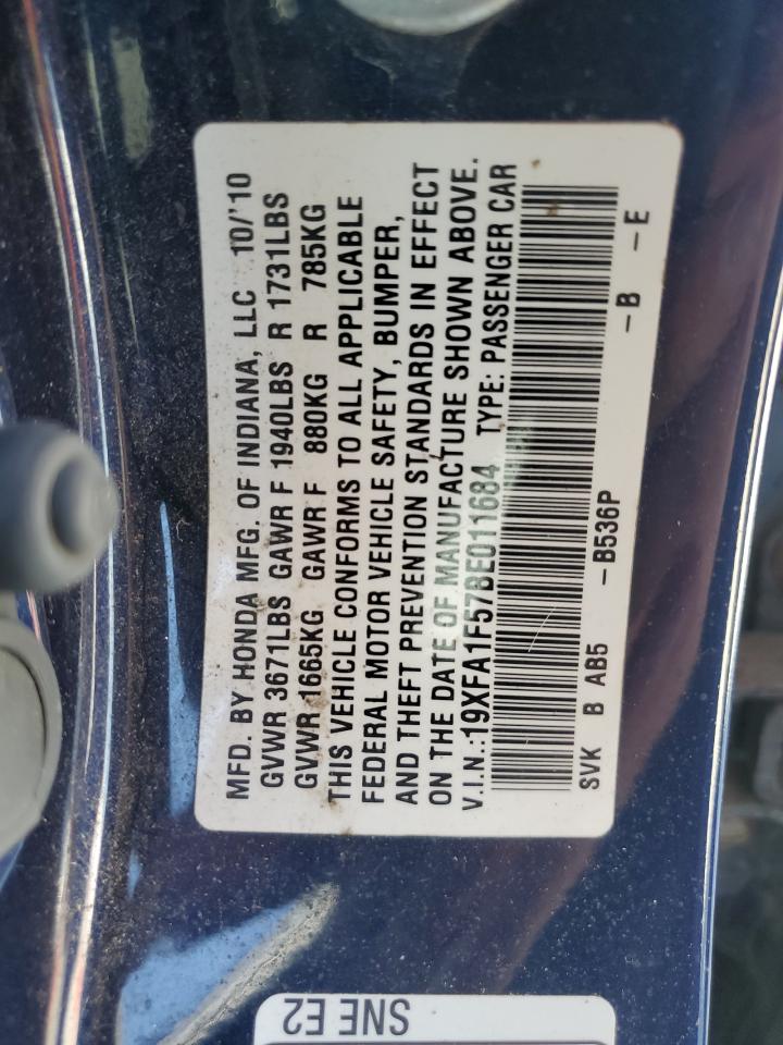 2011 Honda Civic Lx VIN: 19XFA1F57BE011684 Lot: 82245375