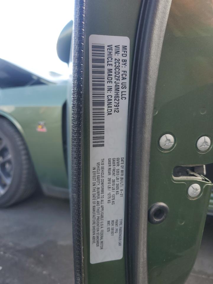 2021 Dodge Challenger R/T Scat Pack VIN: 2C3CDZFJ4MH627912 Lot: 82662205