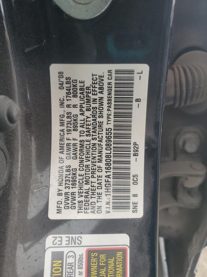 2008 Honda Civic Ex VIN: 1HGFA16808L089655 Lot: 82465895