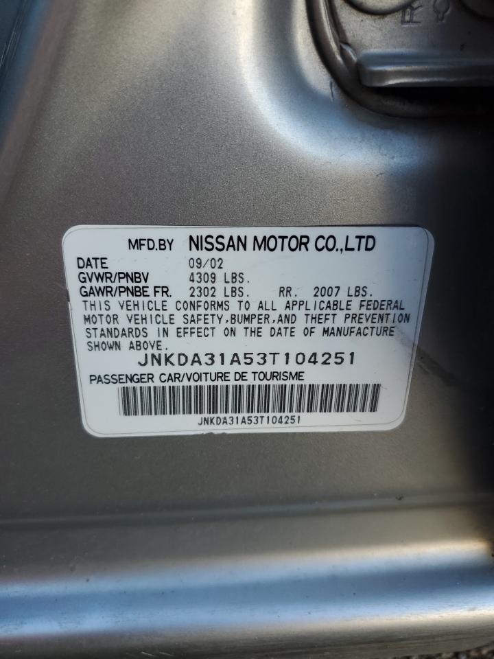 2003 Infiniti I35 VIN: JNKDA31A53T104251 Lot: 85373085
