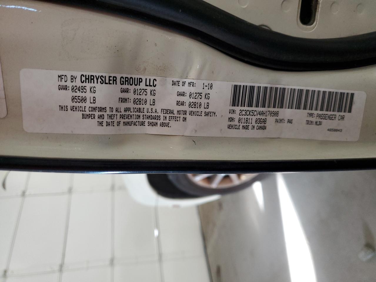 2010 Chrysler 300 Touring VIN: 2C3CK5CV4AH170908 Lot: 86111655