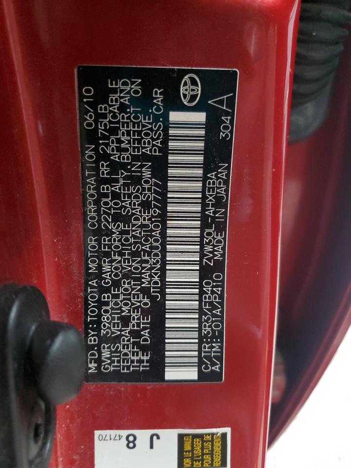 2010 Toyota Prius VIN: JTDKN3DU0A0197777 Lot: 86283125