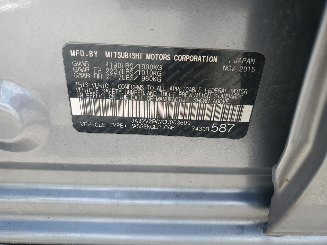 2016 Mitsubishi Lancer Es VIN: JA32V2FW7GU003609 Lot: 90676355