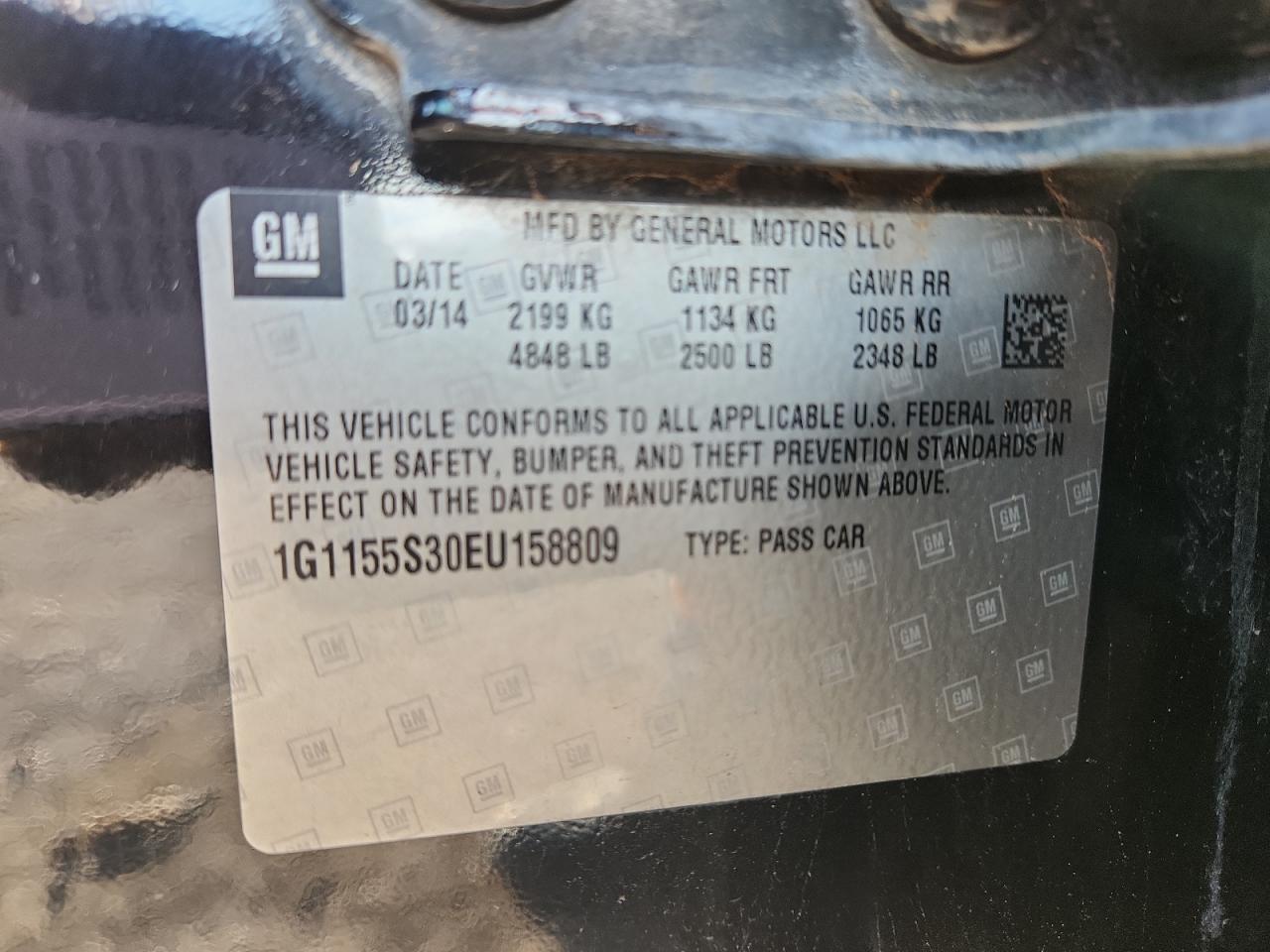 2014 Chevrolet Impala Ltz VIN: 1G1155S30EU158809 Lot: 82475535
