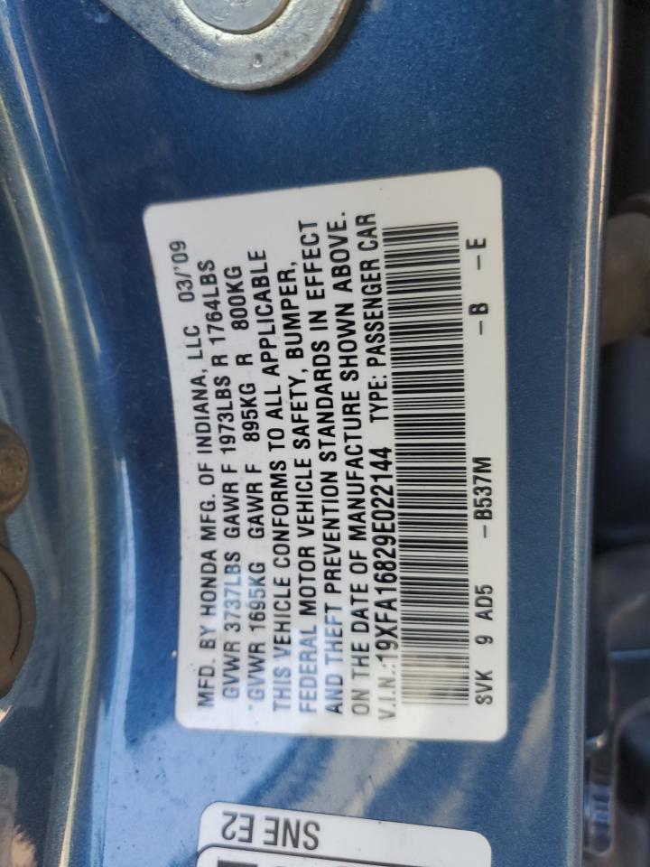 2009 Honda Civic Ex VIN: 19XFA16829E022144 Lot: 84459135