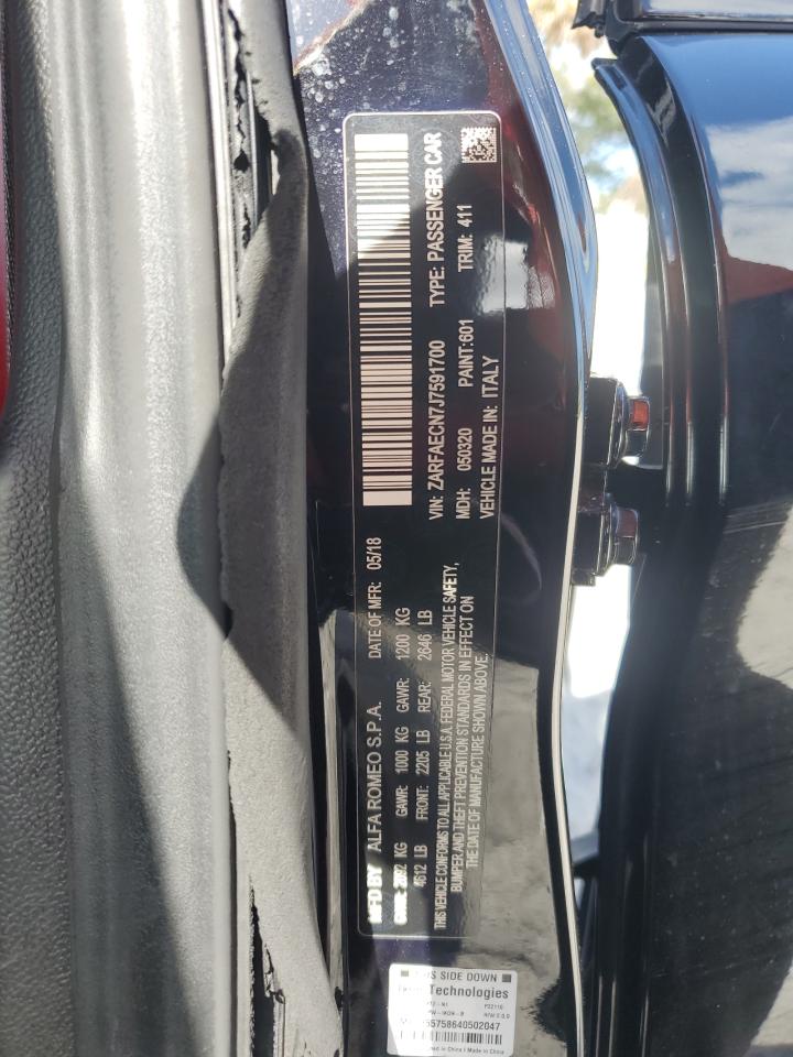 2018 Alfa Romeo Giulia Ti VIN: ZARFAECN7J7591700 Lot: 82610985