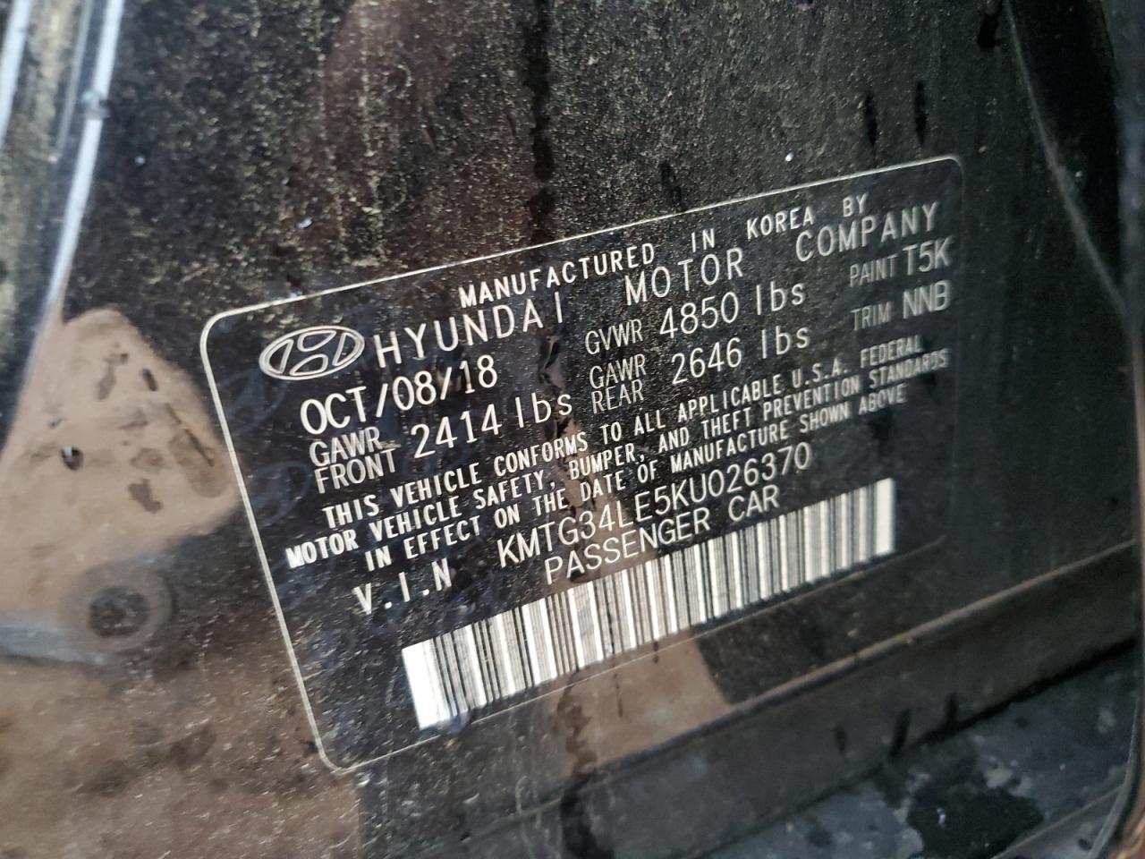 2019 Genesis G70 Prestige VIN: KMTG34LE5KU026370 Lot: 89855595