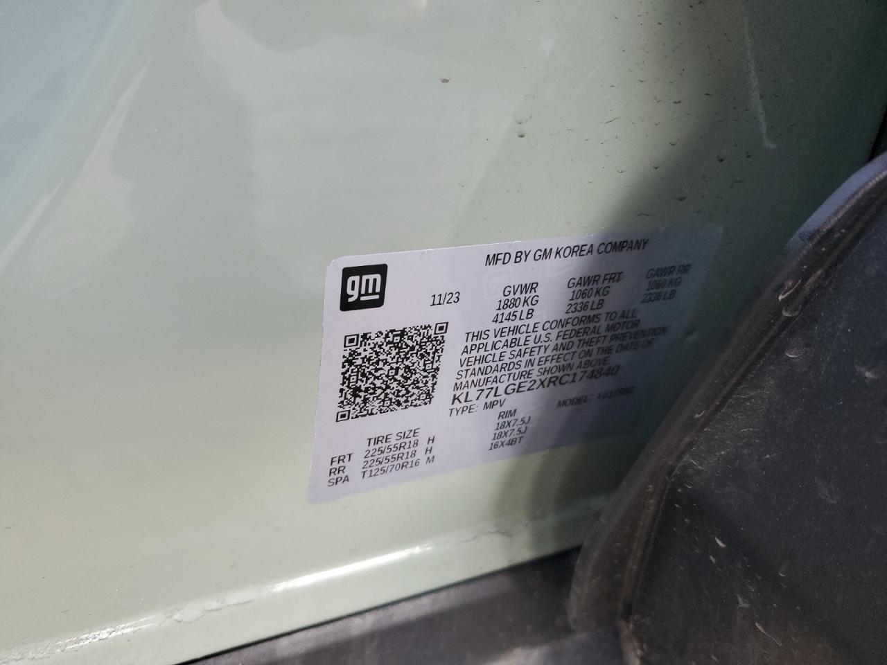 2024 Chevrolet Trax 1Rs VIN: KL77LGE2XRC174840 Lot: 82413755