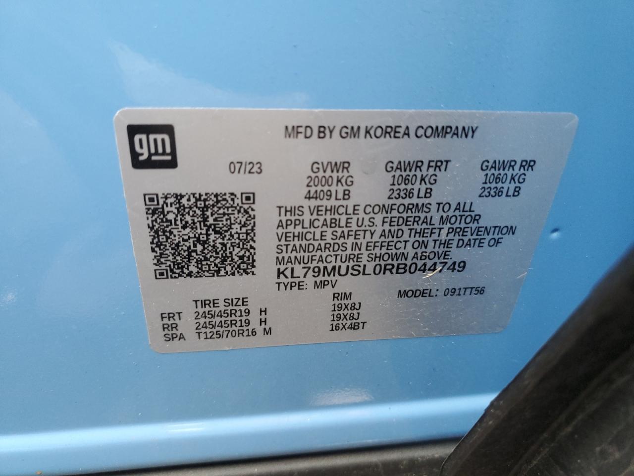 2024 Chevrolet Trailblazer Rs VIN: KL79MUSL0RB044749 Lot: 89613715