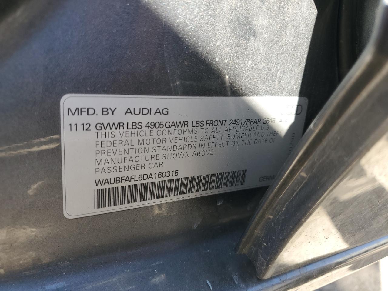 2013 Audi A4 Premium VIN: WAUBFAFL6DA160315 Lot: 86244185