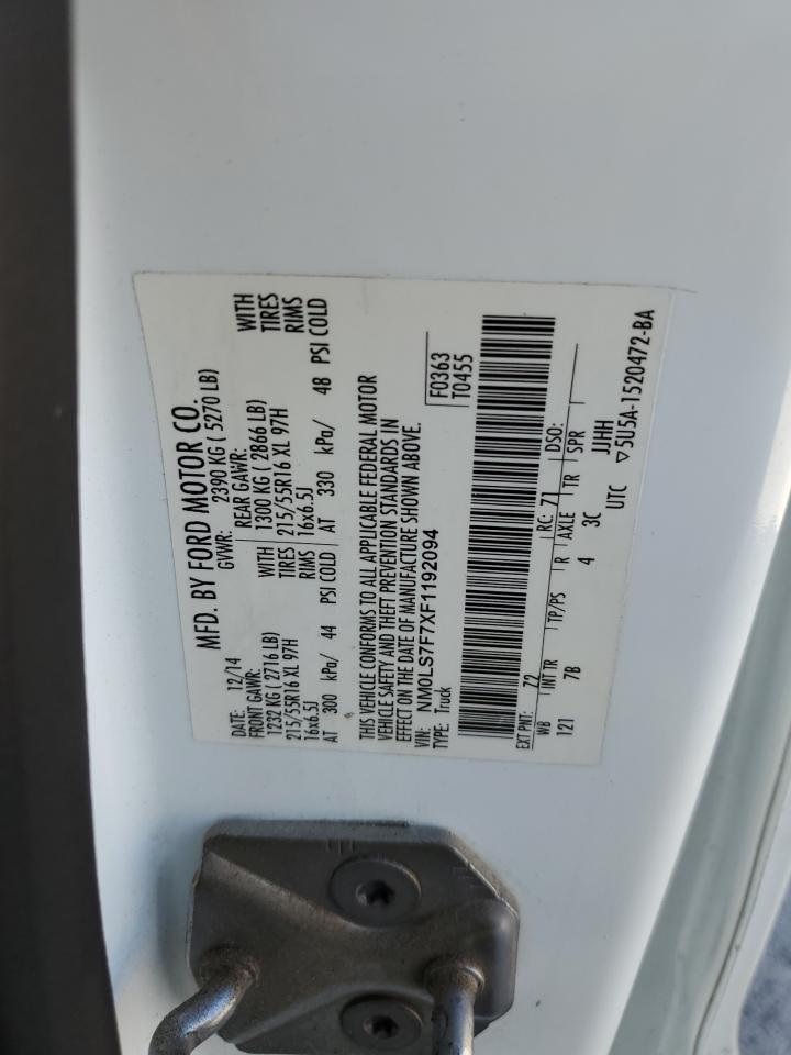 2015 Ford Transit Connect Xlt VIN: NM0LS7F7XF1192094 Lot: 84794925