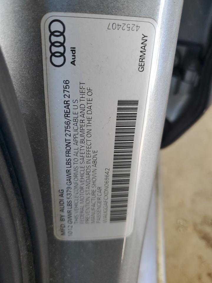 2013 Audi A6 Premium Plus VIN: WAUGGAFCXDN069642 Lot: 85691145