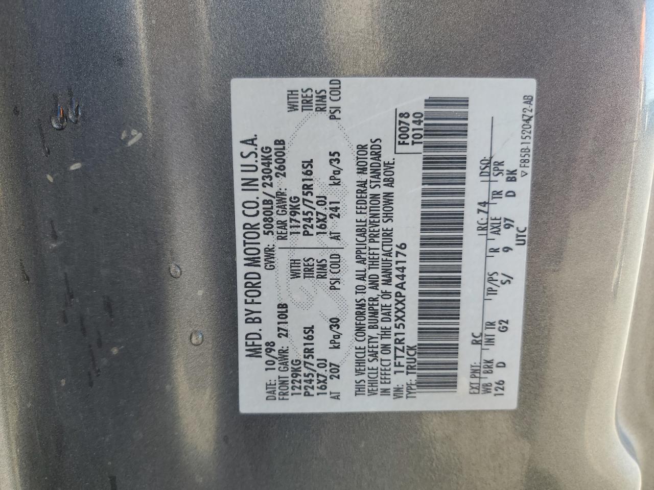 1999 Ford Ranger Super Cab VIN: 1FTZR15XXXPA44176 Lot: 85853555