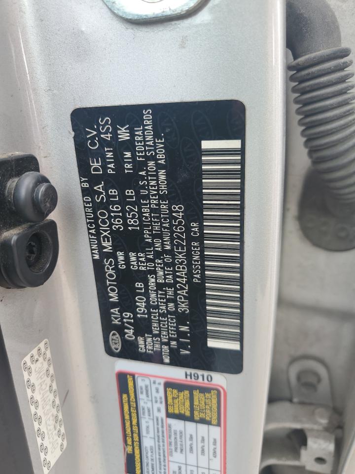 2019 Kia Rio S VIN: 3KPA24AB3KE226548 Lot: 85103565