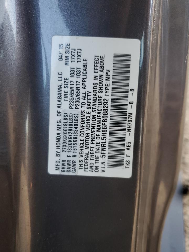 2015 Honda Odyssey Exl VIN: 5FNRL5H66FB088292 Lot: 86596045