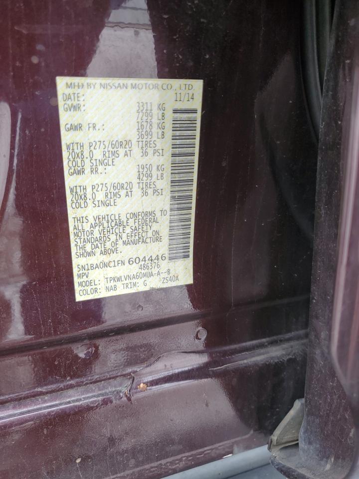 2015 Nissan Armada Sv VIN: 5N1BA0NC1FN604446 Lot: 86439335