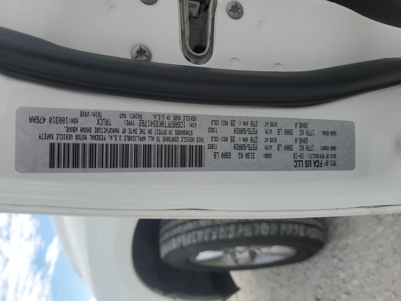 2019 Ram 1500 Classic Tradesman VIN: 1C6RR7FT0KS541782 Lot: 86086435