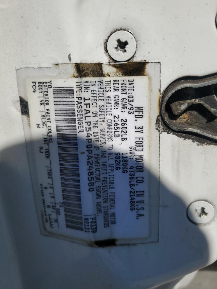 1993 Ford Taurus Sho VIN: 1FALP54P0PA248580 Lot: 87477185