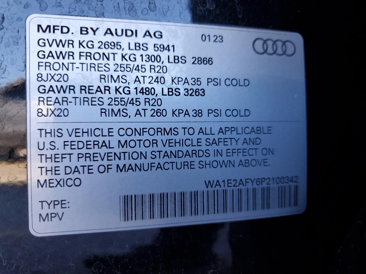 2023 Audi Q5 E Premium Plus 55 VIN: WA1E2AFY6P2100342 Lot: 84472425