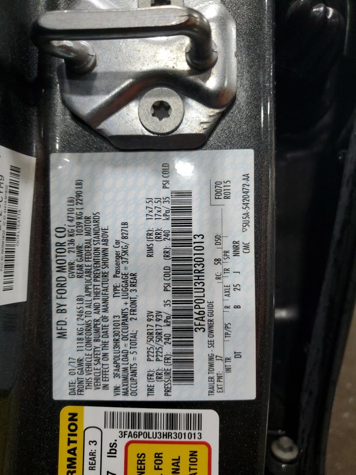 2017 Ford Fusion Se Hybrid VIN: 3FA6P0LU3HR301013 Lot: 86129785